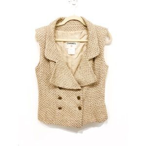 CHANEL | Authentic Sleeveless Tweed Blazer | M
